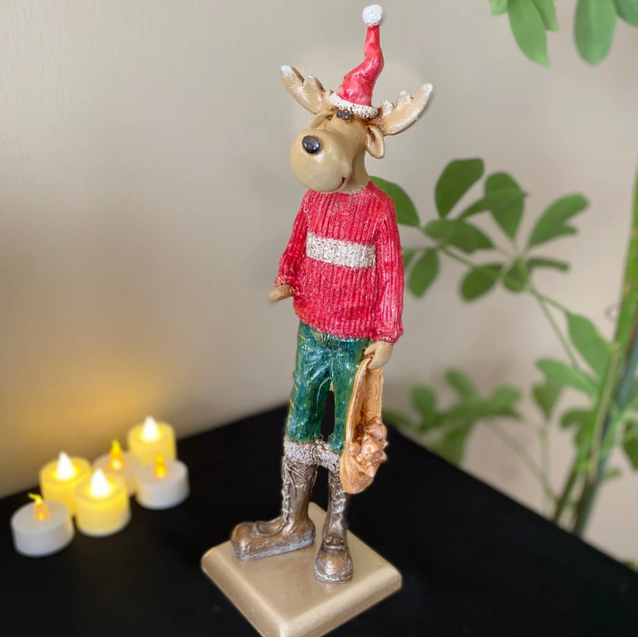 Nordic Style Reindeer Man Sculpture, Decorative Reindeer Man Sculpture, Standing Reindeer Man Statue, Cute Reindeer Gentleman Statue