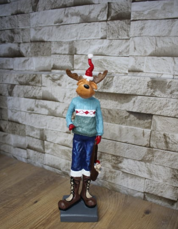 Nordic Style Reindeer Man Sculpture, Decorative Reindeer Man Sculpture, Standing Reindeer Man Statue, Cute Reindeer Gentleman Statue