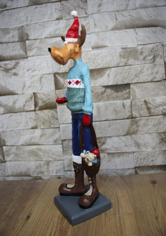 Nordic Style Reindeer Man Sculpture, Decorative Reindeer Man Sculpture, Standing Reindeer Man Statue, Cute Reindeer Gentleman Statue