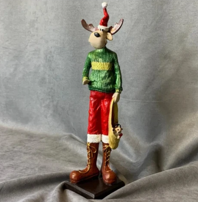 Nordic Style Reindeer Man Sculpture, Decorative Reindeer Man Sculpture, Standing Reindeer Man Statue, Cute Reindeer Gentleman Statue