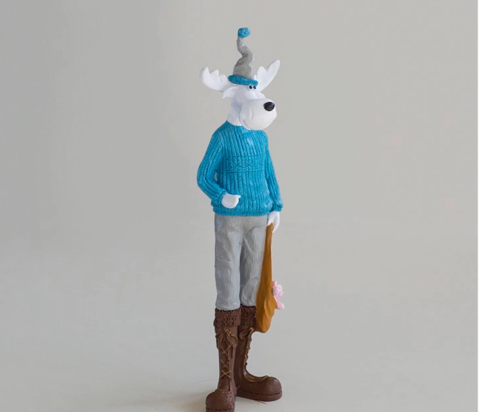 Nordic Style Reindeer Man Sculpture, Decorative Reindeer Man Sculpture, Standing Reindeer Man Statue, Cute Reindeer Gentleman Statue