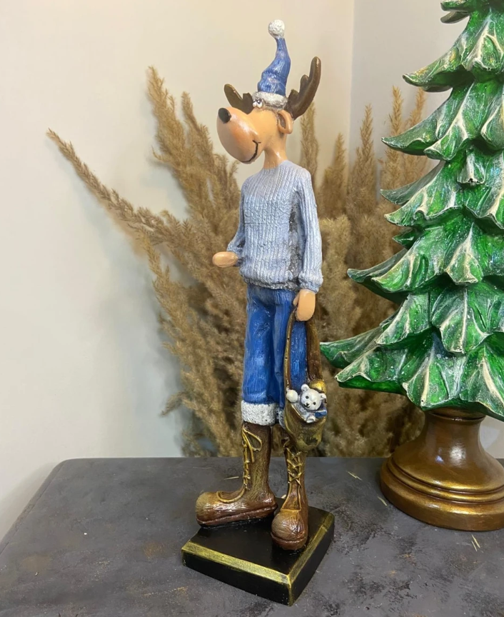 Nordic Style Reindeer Man Sculpture, Decorative Reindeer Man Sculpture, Standing Reindeer Man Statue, Cute Reindeer Gentleman Statue