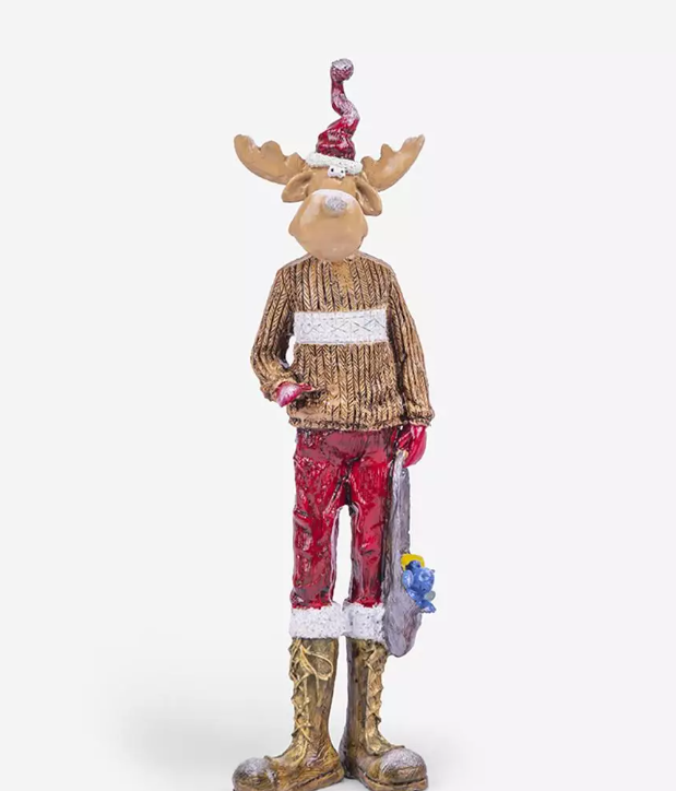 Nordic Style Reindeer Man Sculpture, Decorative Reindeer Man Sculpture, Standing Reindeer Man Statue, Cute Reindeer Gentleman Statue