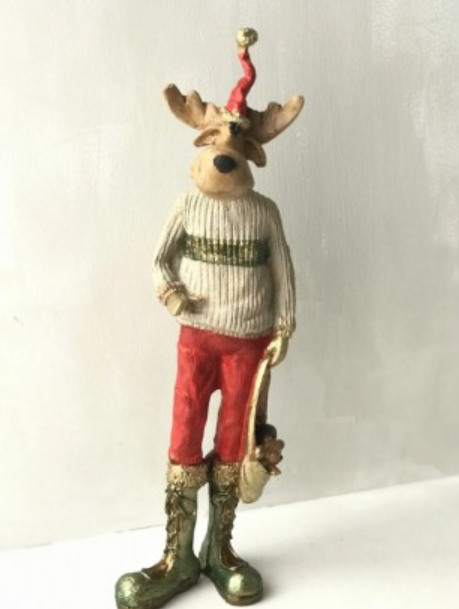 Nordic Style Reindeer Man Sculpture, Decorative Reindeer Man Sculpture, Standing Reindeer Man Statue, Cute Reindeer Gentleman Statue
