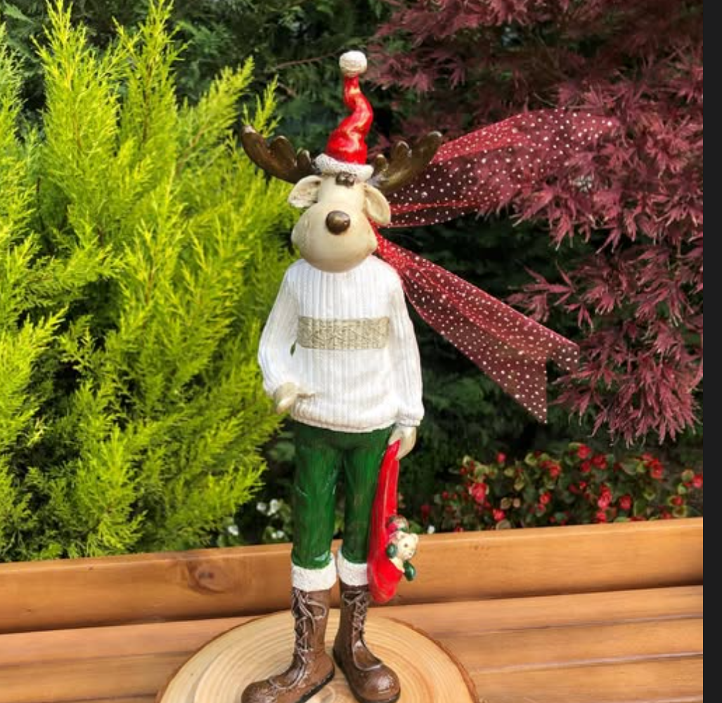 Nordic Style Reindeer Man Sculpture, Decorative Reindeer Man Sculpture, Standing Reindeer Man Statue, Cute Reindeer Gentleman Statue