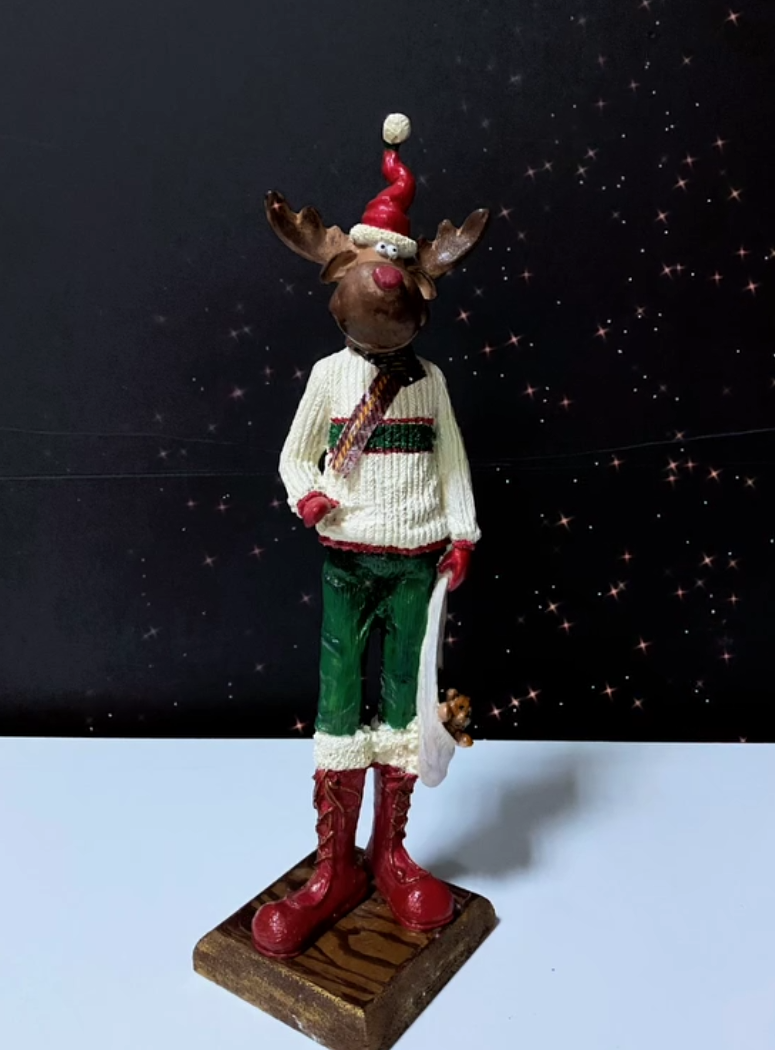 Nordic Style Reindeer Man Sculpture, Decorative Reindeer Man Sculpture, Standing Reindeer Man Statue, Cute Reindeer Gentleman Statue
