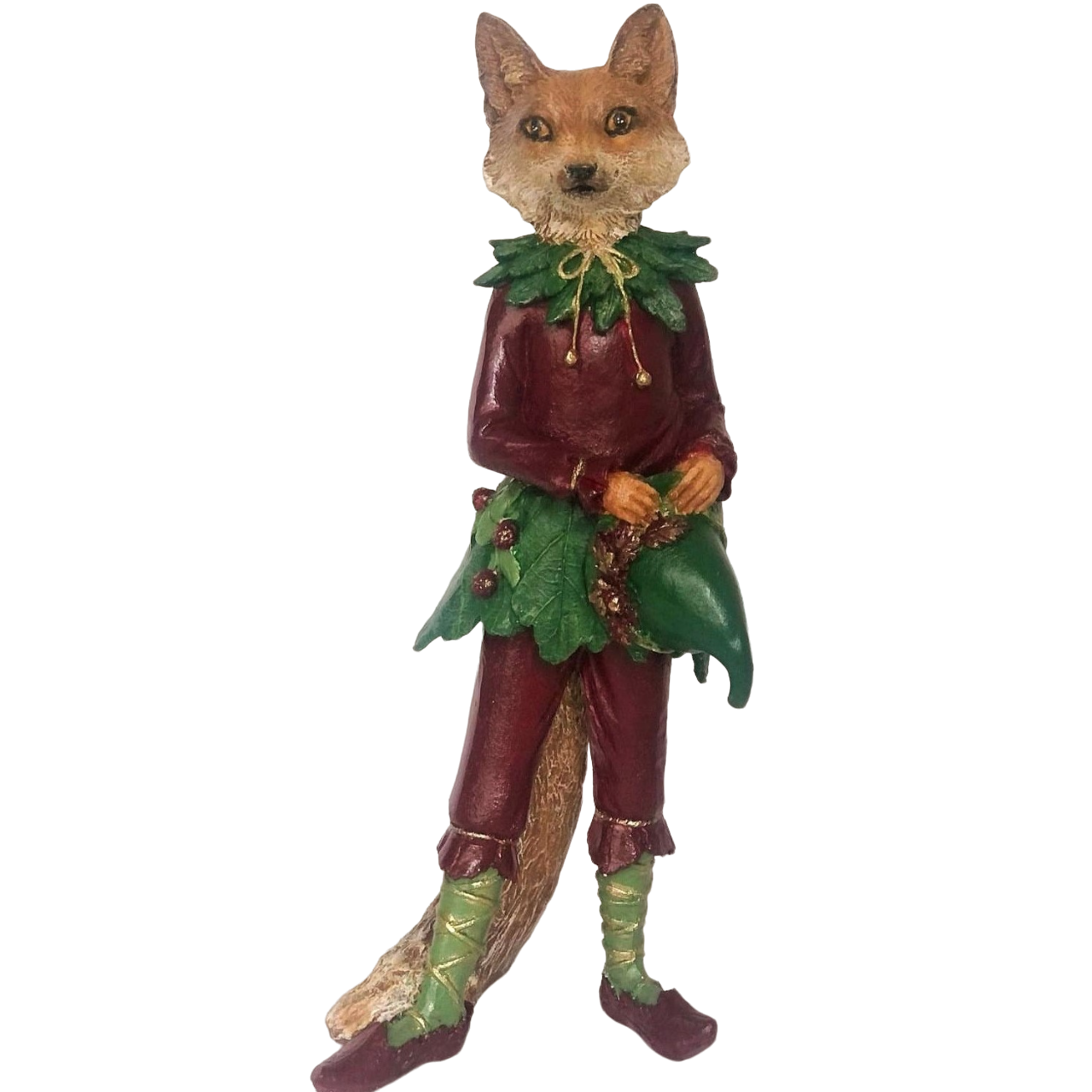 Forest Elf Fox Statue, Standing Fox Figurine, Hand Painted Fox Elf Statue, Elegant Standing Fox Sculpture, Whimsical Forest Fox Statue