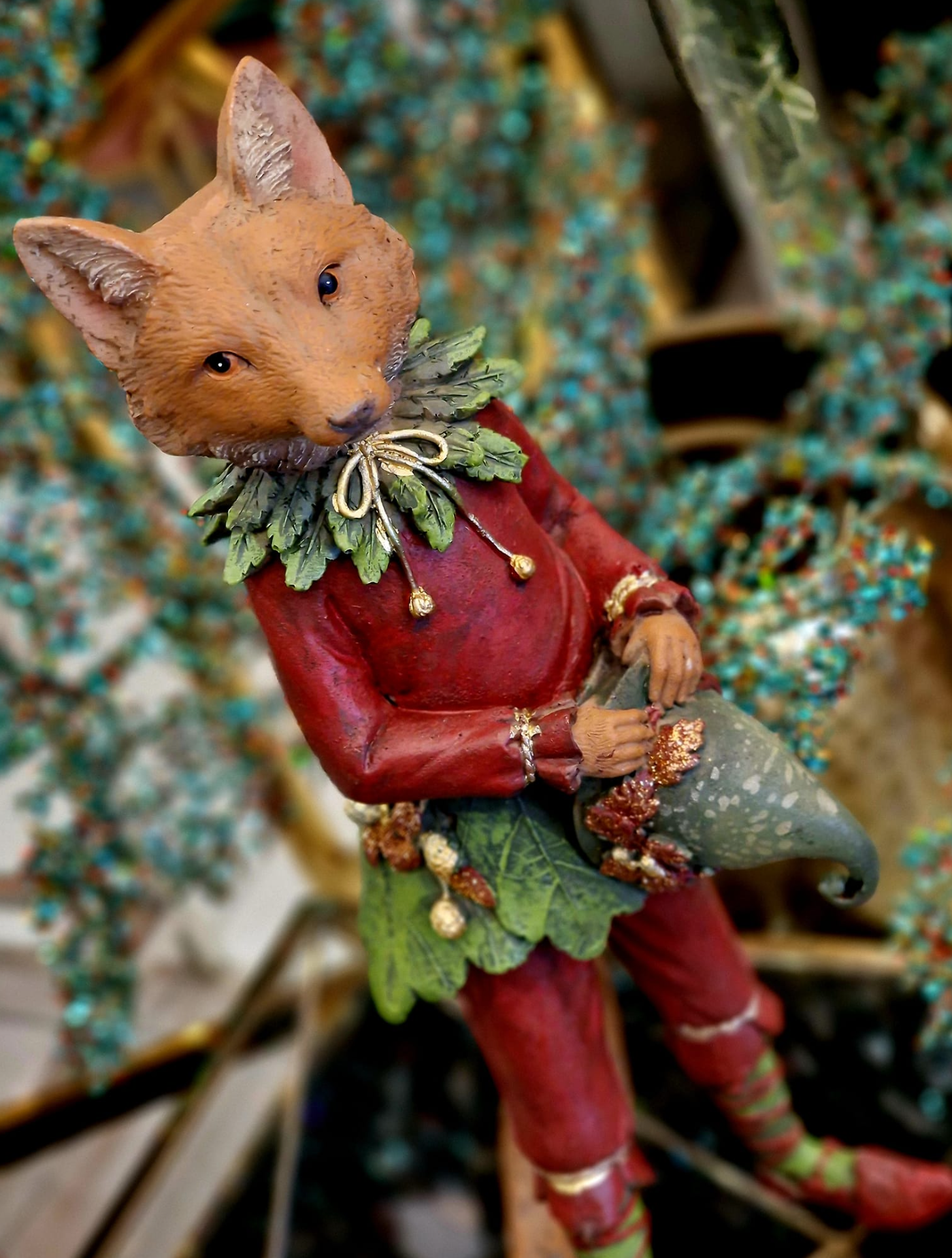 Forest Elf Fox Statue, Standing Fox Figurine, Hand Painted Fox Elf Statue, Elegant Standing Fox Sculpture, Whimsical Forest Fox Statue