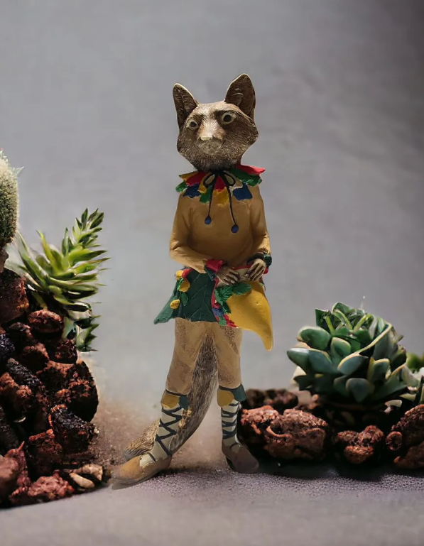Forest Elf Fox Statue, Standing Fox Figurine, Hand Painted Fox Elf Statue, Elegant Standing Fox Sculpture, Whimsical Forest Fox Statue