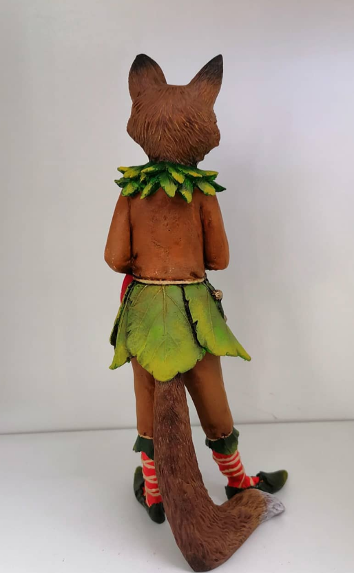 Forest Elf Fox Statue, Standing Fox Figurine, Hand Painted Fox Elf Statue, Elegant Standing Fox Sculpture, Whimsical Forest Fox Statue
