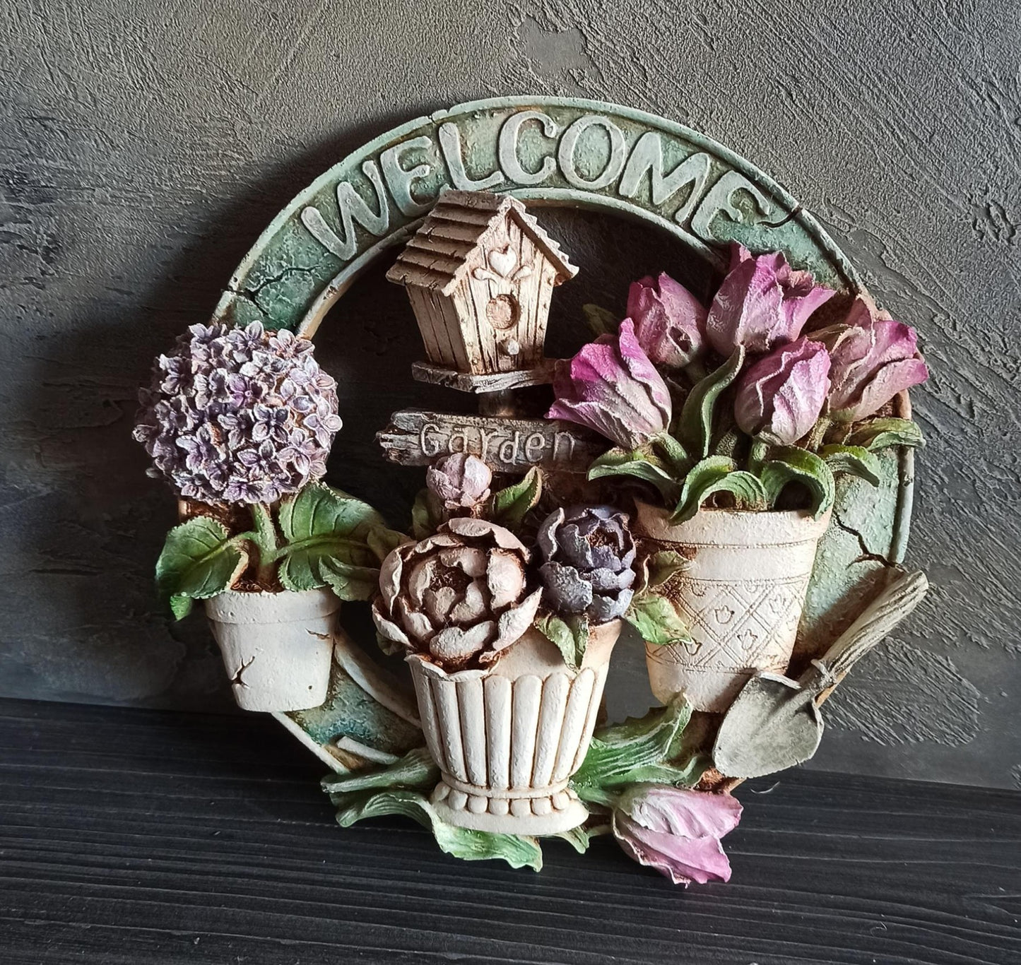 3D Welcome Door Hanging, Handmade Welcome Sign, 3D Floral Door Decoration, Handmade Garden Welcome Plaque, Front Door Art, Welcome Wall Art
