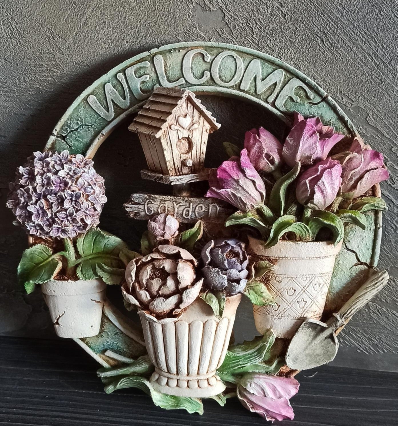 3D Welcome Door Hanging, Handmade Welcome Sign, 3D Floral Door Decoration, Handmade Garden Welcome Plaque, Front Door Art, Welcome Wall Art