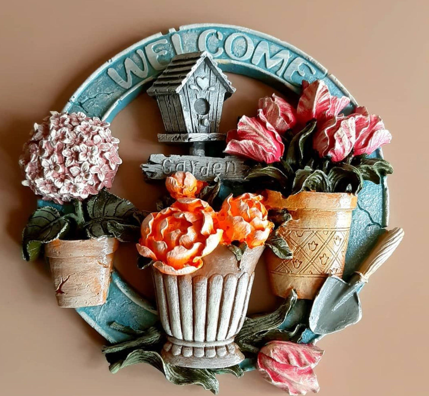 3D Welcome Door Hanging, Handmade Welcome Sign, 3D Floral Door Decoration, Handmade Garden Welcome Plaque, Front Door Art, Welcome Wall Art