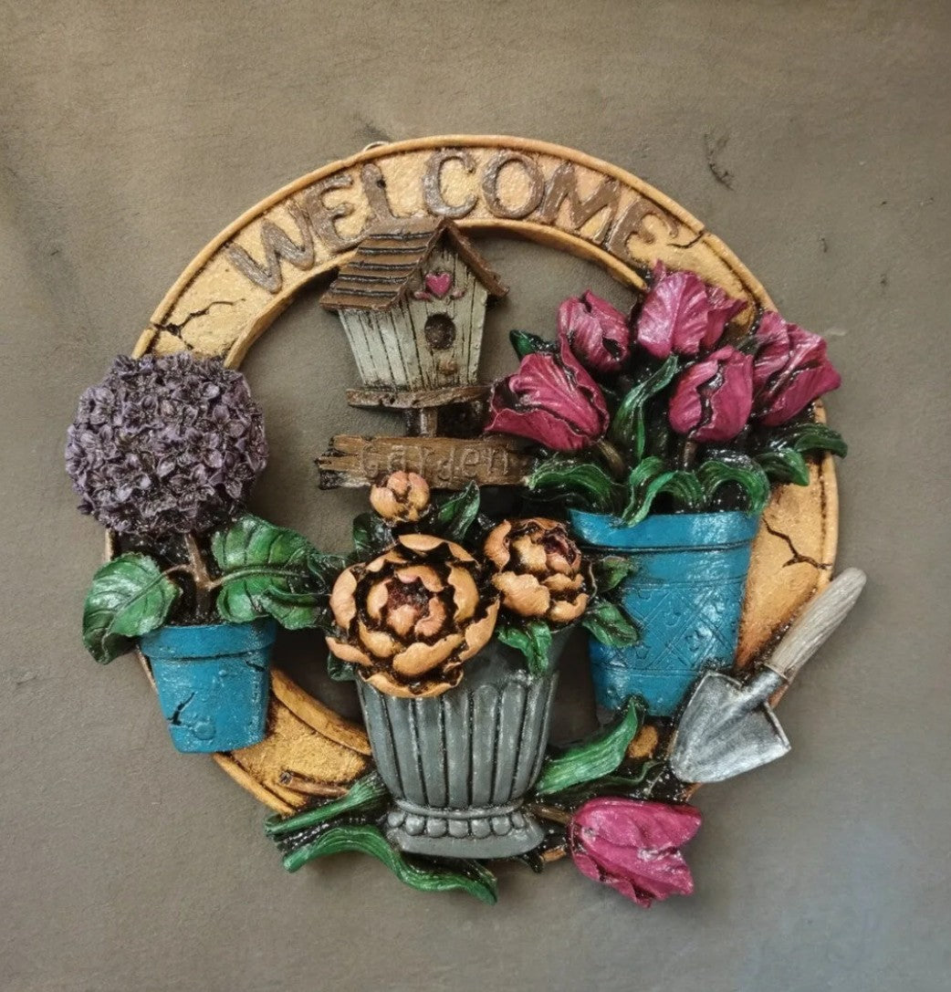 3D Welcome Door Hanging, Handmade Welcome Sign, 3D Floral Door Decoration, Handmade Garden Welcome Plaque, Front Door Art, Welcome Wall Art