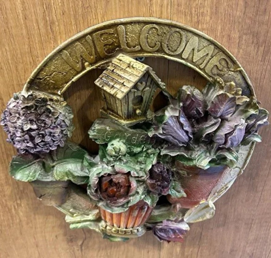 3D Welcome Door Hanging, Handmade Welcome Sign, 3D Floral Door Decoration, Handmade Garden Welcome Plaque, Front Door Art, Welcome Wall Art