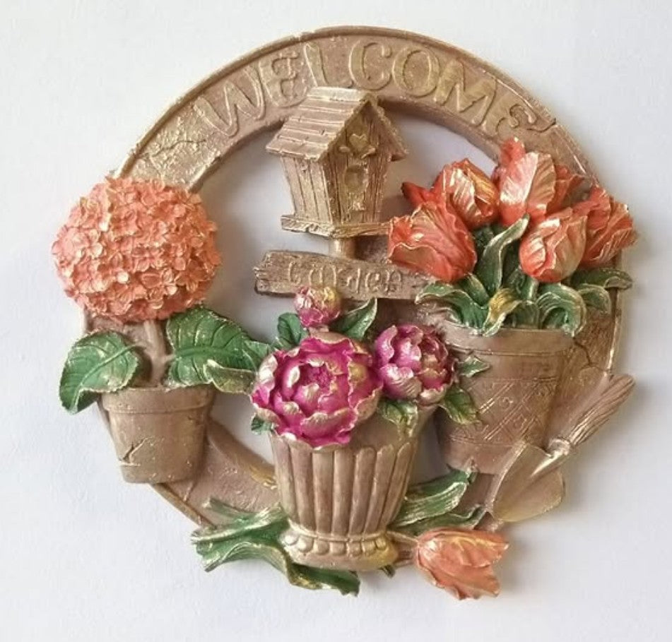 3D Welcome Door Hanging, Handmade Welcome Sign, 3D Floral Door Decoration, Handmade Garden Welcome Plaque, Front Door Art, Welcome Wall Art