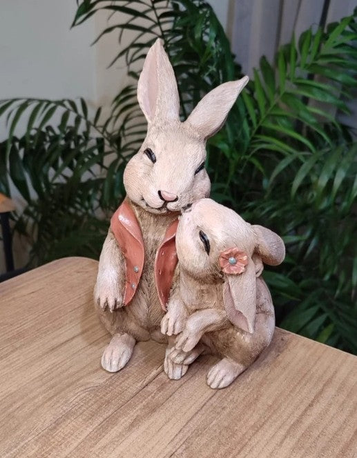 Easter Bunny Couple Figurine, Cute Rabbit Statue, Romantic Bunny Sculpture, Easter Bunny Decor, Rabbit Couple Statue, Romantic Rabbit Statue, Easter Bunny Couple Sculpture