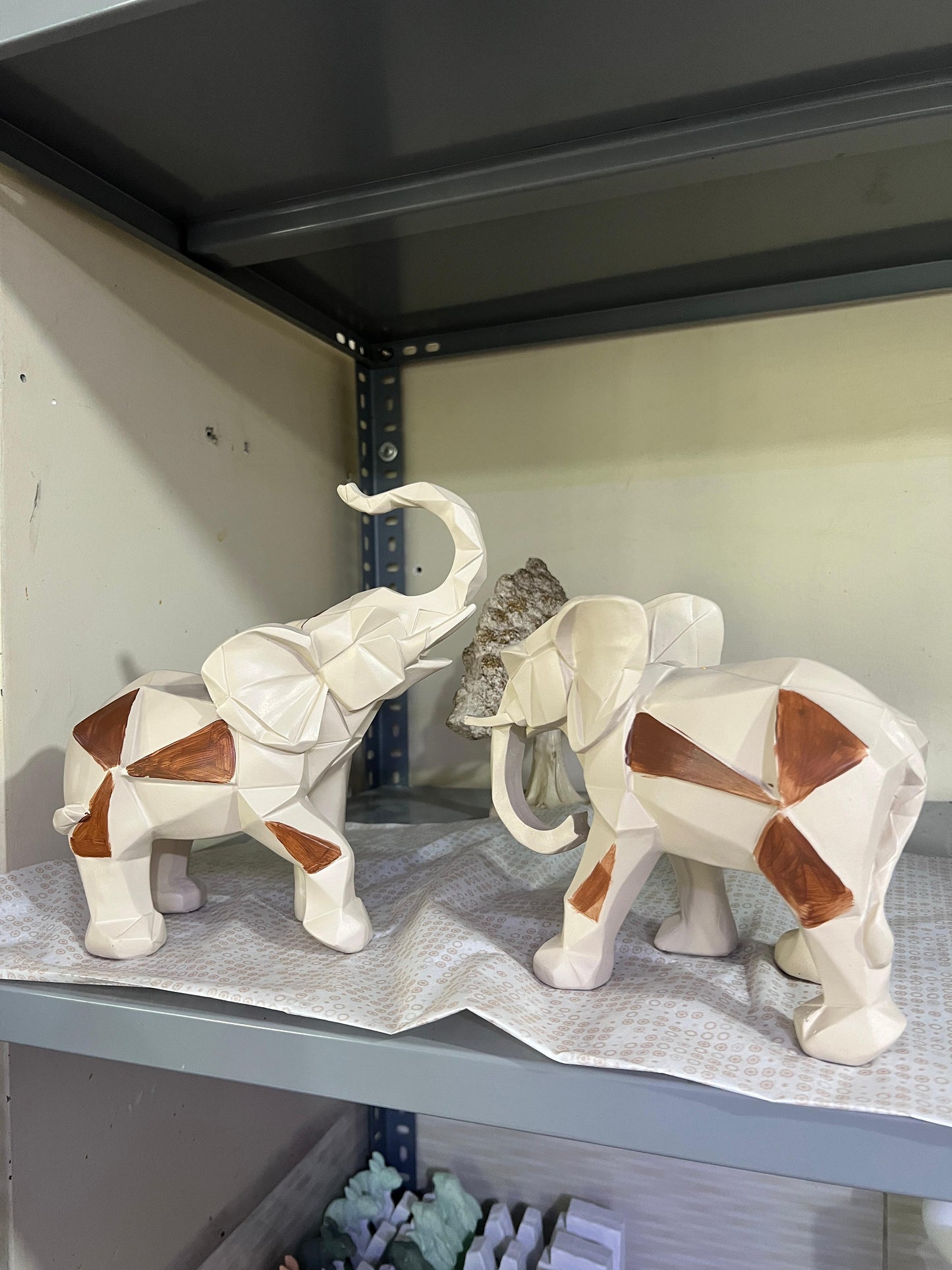 Cubic Elephant Statue Set, Modern Geometric Elephant Decor, Cubic Elephant Sculpture, Abstract Elephant Sculpture, Cubic Elephant Statue