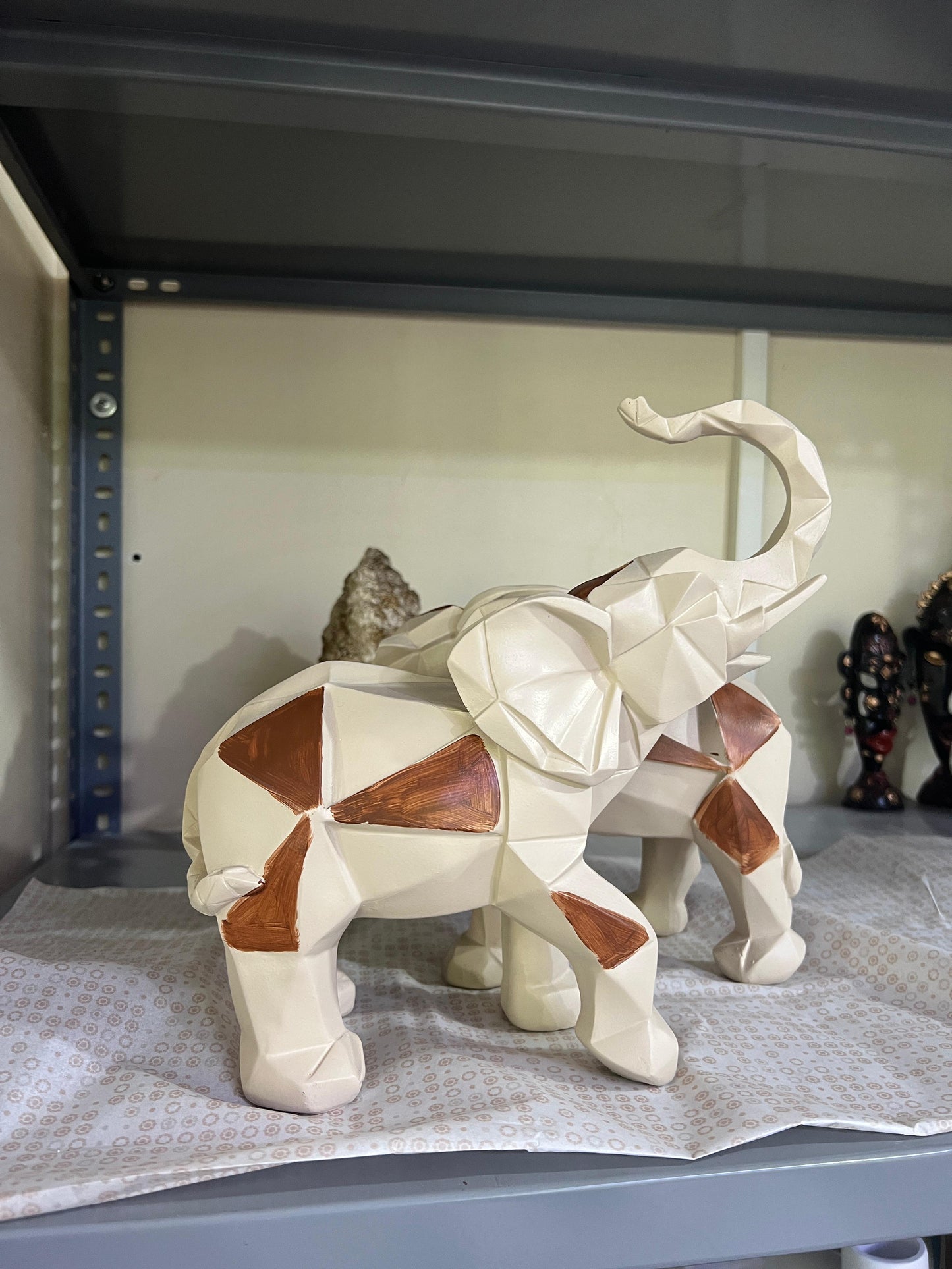 Cubic Elephant Statue Set, Modern Geometric Elephant Decor, Cubic Elephant Sculpture, Abstract Elephant Sculpture, Cubic Elephant Statue
