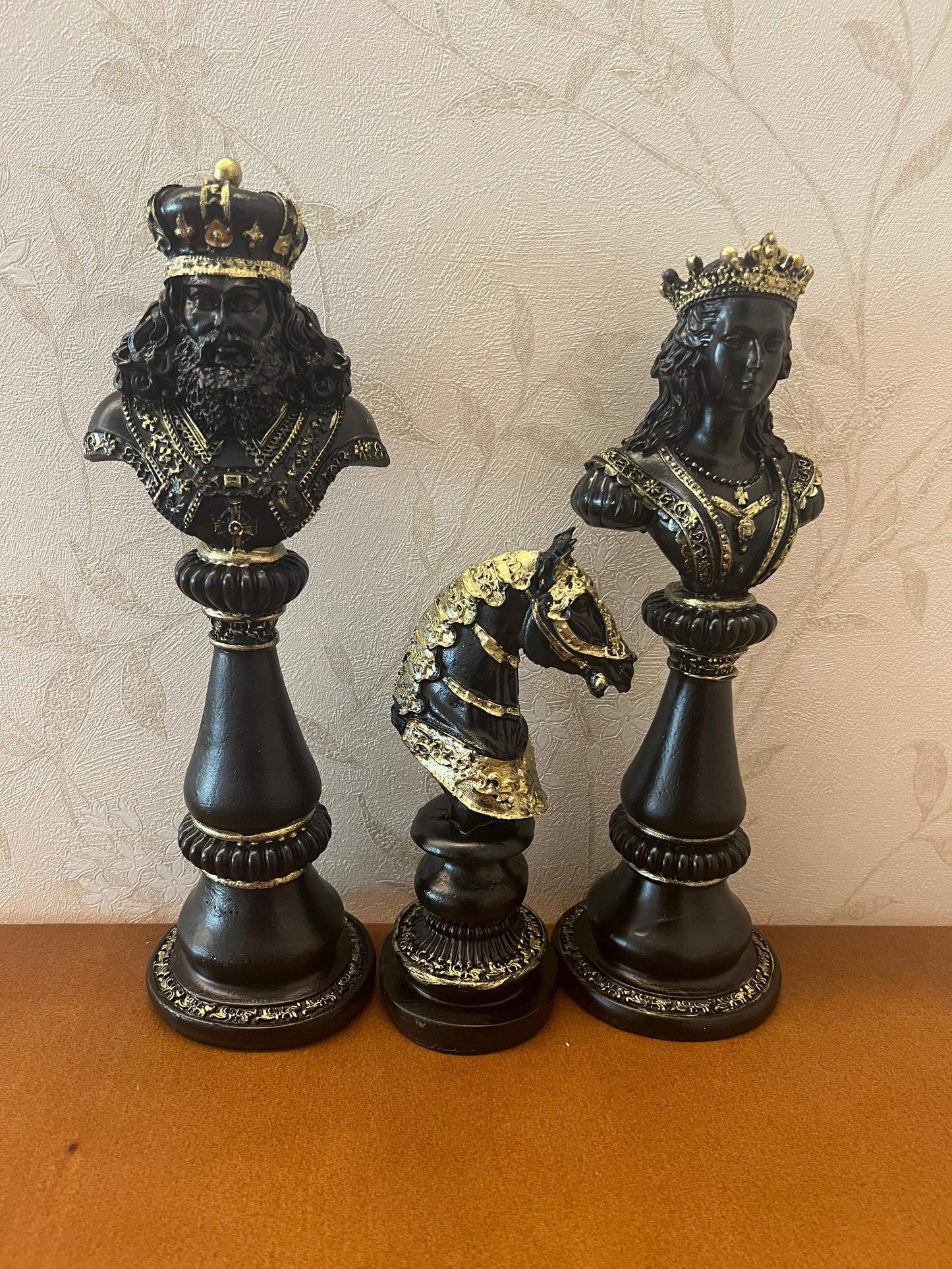 Large Chess Sculpture Set of 3, King Queen Horse Bust Chess, Chess Decor Set, Decorative Chess Pieces, Chess Statue, Chess Decor, Chess Sculpture, Chess Figurine