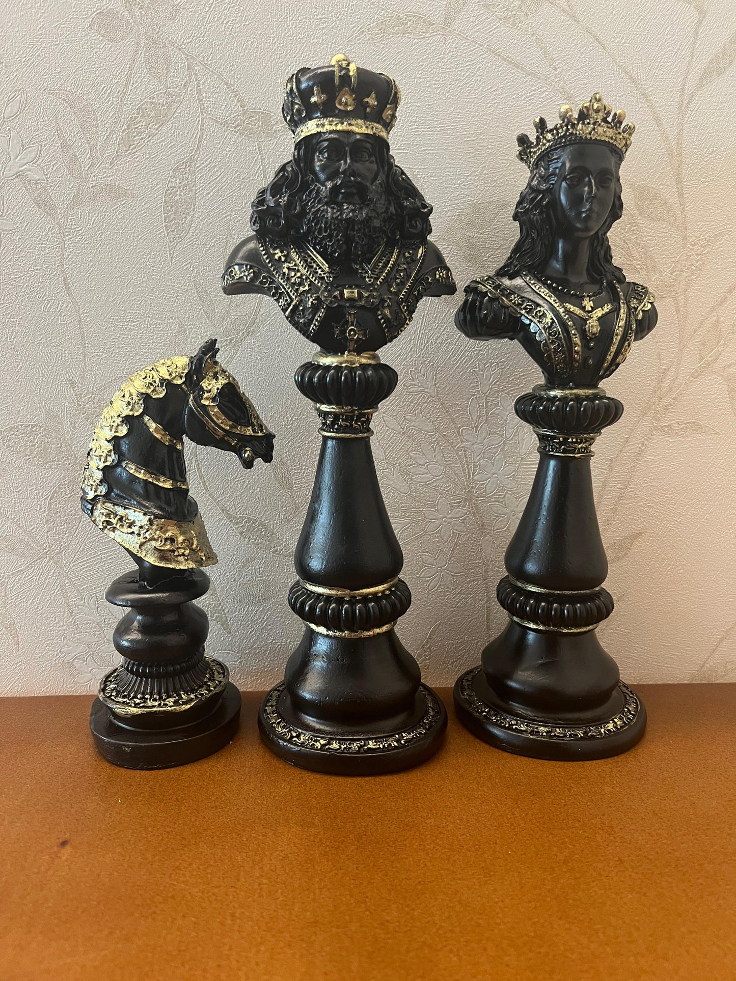 Large Chess Sculpture Set of 3, King Queen Horse Bust Chess, Chess Decor Set, Decorative Chess Pieces, Chess Statue, Chess Decor, Chess Sculpture, Chess Figurine