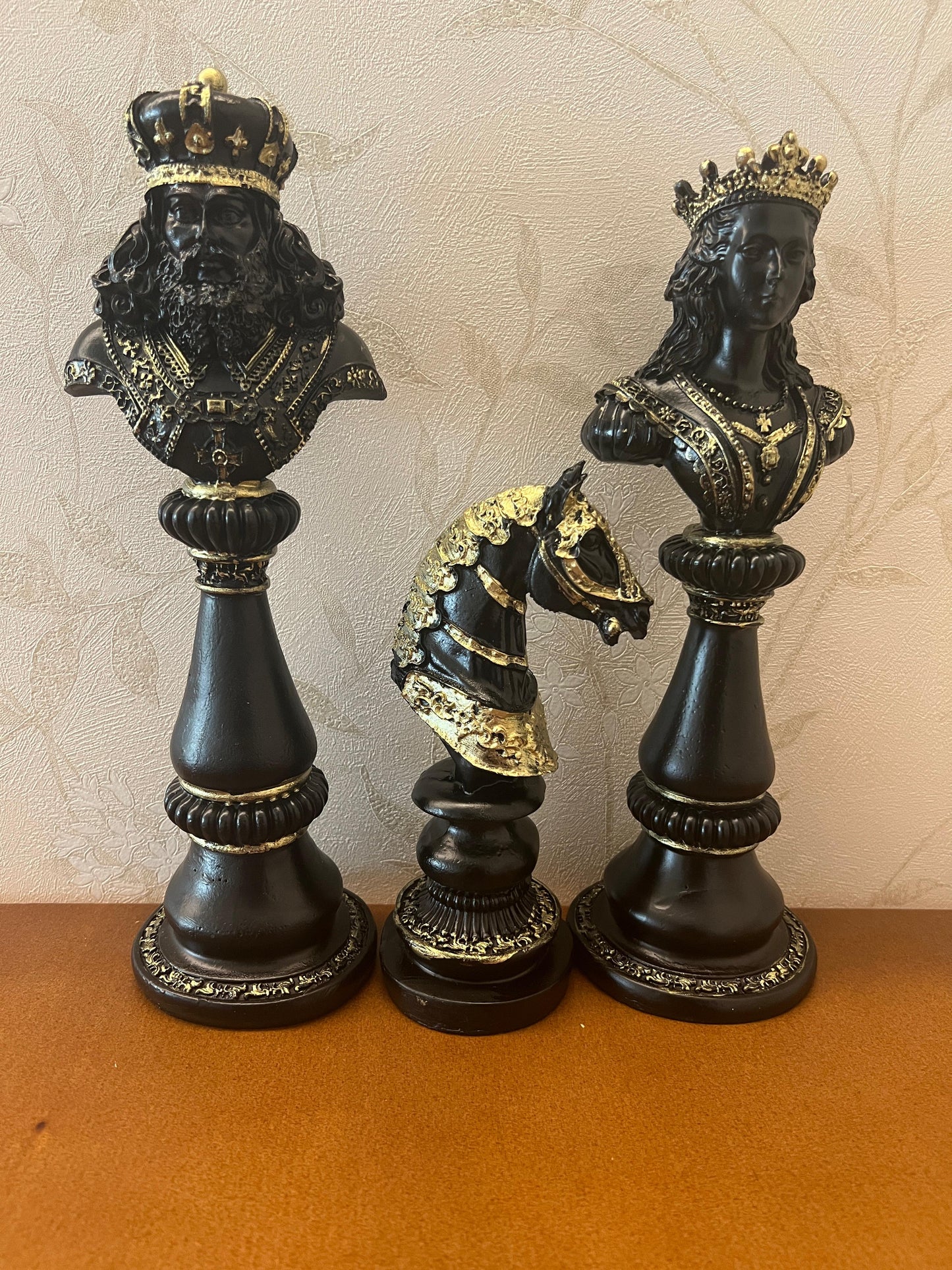 Large Chess Sculpture Set of 3, King Queen Horse Bust Chess, Chess Decor Set, Decorative Chess Pieces, Chess Statue, Chess Decor, Chess Sculpture, Chess Figurine