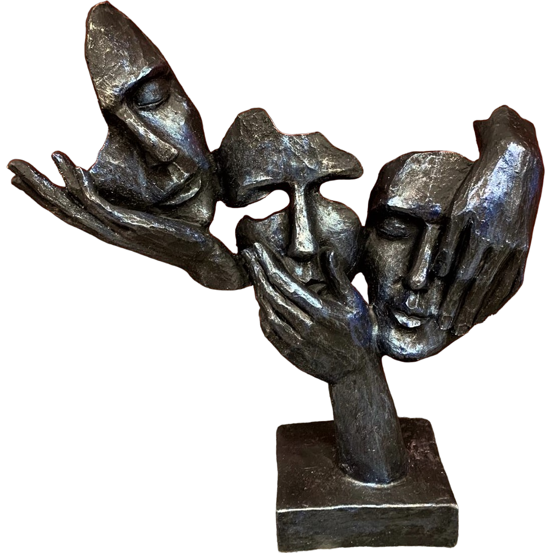 Abstract Three Face On Hand Statue, Tabletop Art Decor, Modern Face Sculpture, Abstract Design Decor, Face Sculpture, Face Statue, Face Decor, Face Objects, Face Figurine