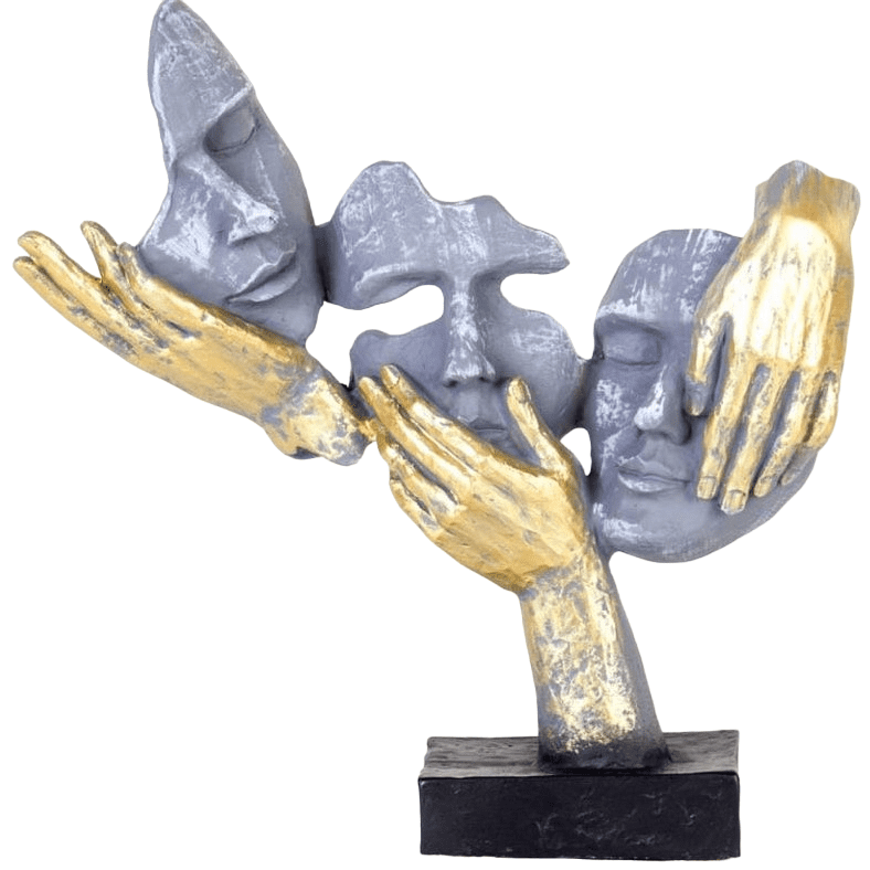 Abstract Three Face On Hand Statue, Tabletop Art Decor, Modern Face Sculpture, Abstract Design Decor, Face Sculpture, Face Statue, Face Decor, Face Objects, Face Figurine