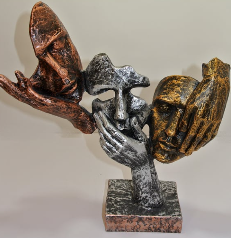 Abstract Three Face On Hand Statue, Tabletop Art Decor, Modern Face Sculpture, Abstract Design Decor, Face Sculpture, Face Statue, Face Decor, Face Objects, Face Figurine