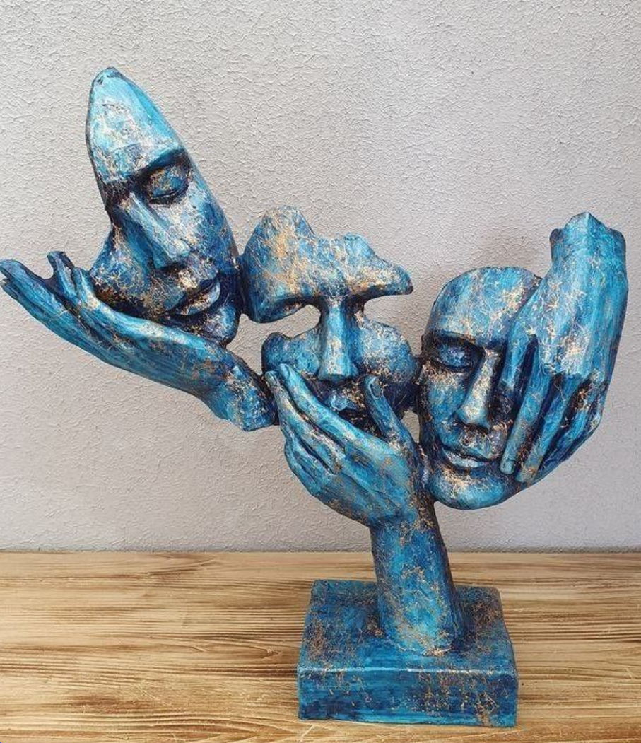 Abstract Three Face On Hand Statue, Tabletop Art Decor, Modern Face Sculpture, Abstract Design Decor, Face Sculpture, Face Statue, Face Decor, Face Objects, Face Figurine