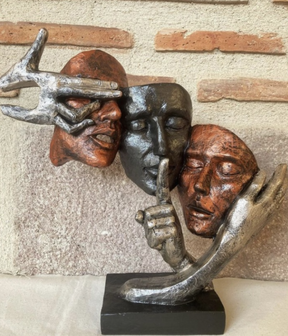 Abstract Three Face Sculpture, Modern Art Decor, Tabletop Statue, Modern Face Sculpture, Face Sculpture, Face Statue, Modern Face Decor, Face Figurine, Modern Face Statue