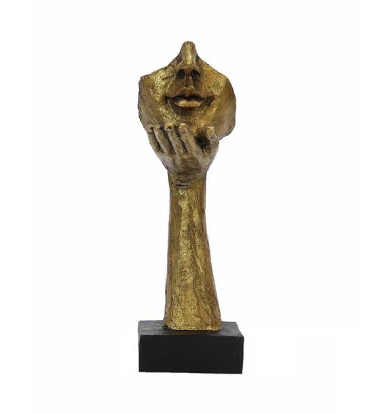 Handmade Face Decor Sculpture, Abstract Face Hand Statue, Modern Artistic Decor, Surreal Face Figurine, Abstract Expression Face Sculpture