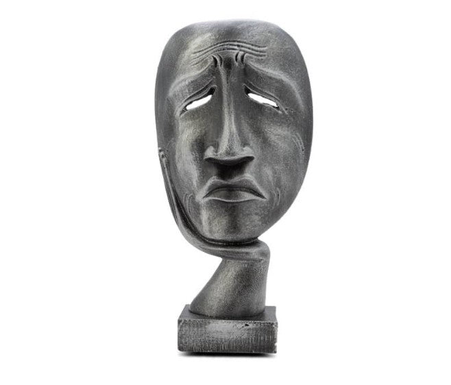 Handmade Sad Face Mask Decor, Handmade Sad Mask Statue, Handmade Face Sculpture, Handmade Artistic Face Decor, Abstract Emotion Sculpture