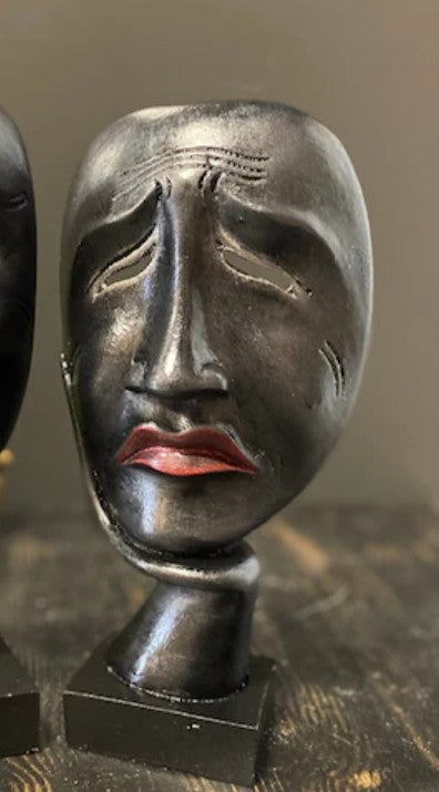 Handmade Sad Face Mask Decor, Handmade Sad Mask Statue, Handmade Face Sculpture, Handmade Artistic Face Decor, Abstract Emotion Sculpture