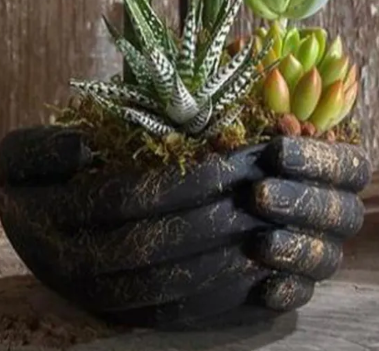 Hand Shaped Flower Pot, Polyester Hand Planter Pot, Modern Hand Shaped Pot, Hand Design Plant Pot, Polyester Hand Flower Vase