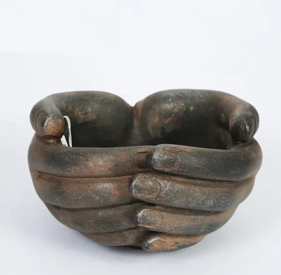 Hand Shaped Flower Pot, Polyester Hand Planter Pot, Modern Hand Shaped Pot, Hand Design Plant Pot, Polyester Hand Flower Vase