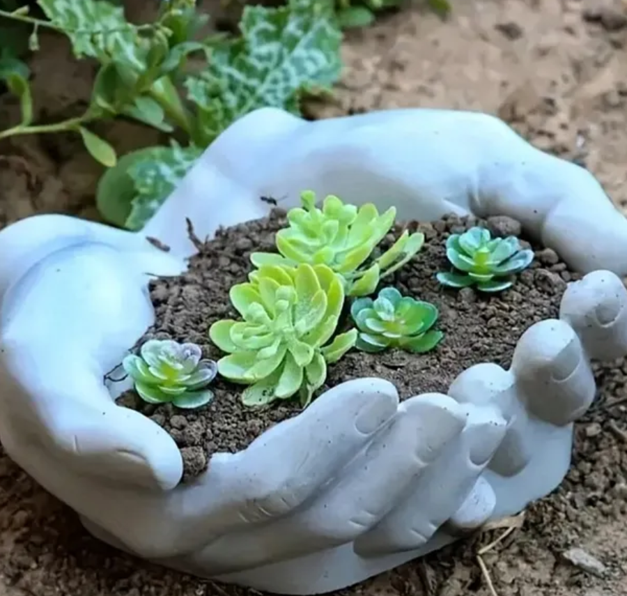 Hand Shaped Flower Pot, Polyester Hand Planter Pot, Modern Hand Shaped Pot, Hand Design Plant Pot, Polyester Hand Flower Vase