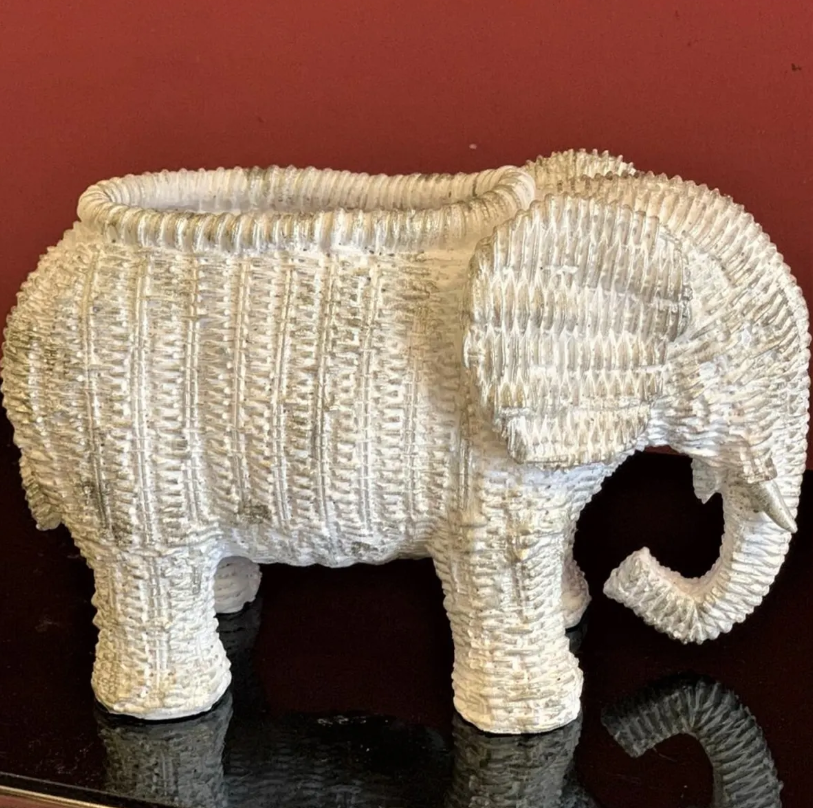 Elephant Shaped Planter Vase, Elephant Planter Pot, Handcrafted Elephant Vase, Animal Shaped Elephant Flower Pot, Cute Elephant Vase