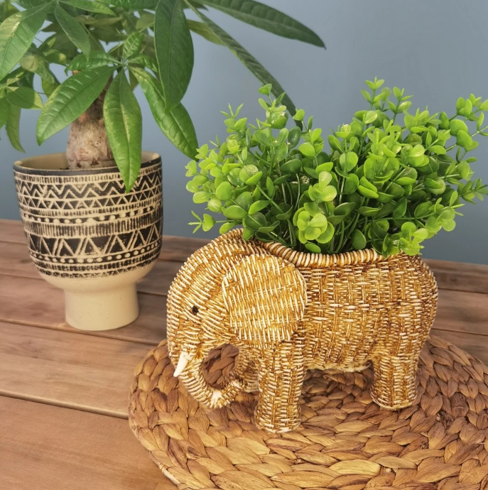 Elephant Shaped Planter Vase, Elephant Planter Pot, Handcrafted Elephant Vase, Animal Shaped Elephant Flower Pot, Cute Elephant Vase