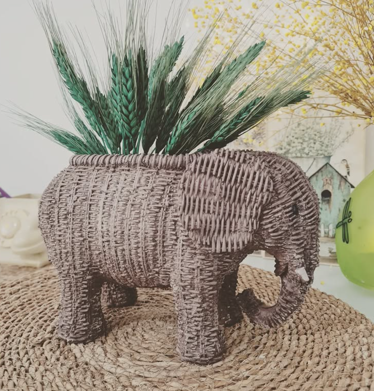 Elephant Shaped Planter Vase, Elephant Planter Pot, Handcrafted Elephant Vase, Animal Shaped Elephant Flower Pot, Cute Elephant Vase