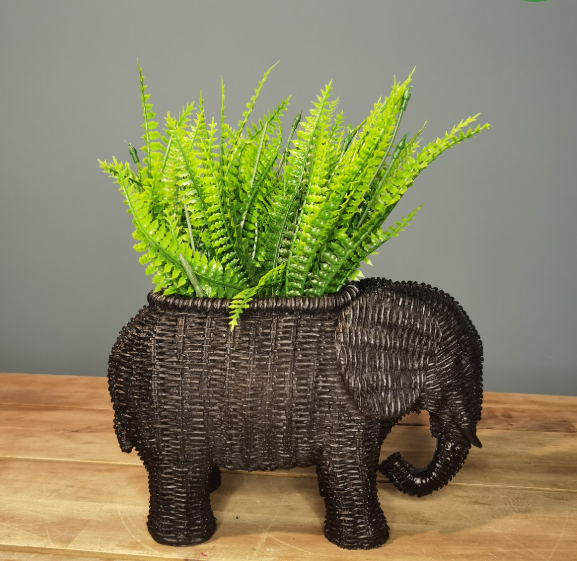 Elephant Shaped Planter Vase, Elephant Planter Pot, Handcrafted Elephant Vase, Animal Shaped Elephant Flower Pot, Cute Elephant Vase