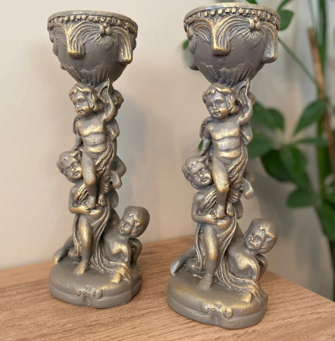 Angel Candle Holders, Vintage Cherub Candle Holders, Cherub Candle Holder, Antique Style Cherub Candle Holders, Angel Candlestick