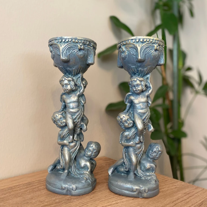 Angel Candle Holders, Vintage Cherub Candle Holders, Cherub Candle Holder, Antique Style Cherub Candle Holders, Angel Candlestick