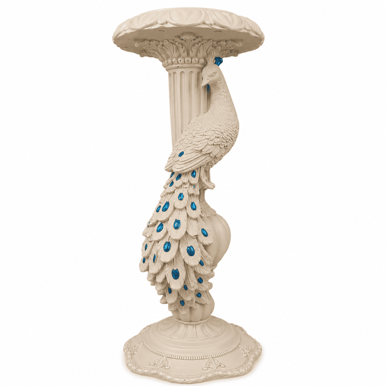 Peacock Candlestick Holder, Decorative Candle Stand, Polyester Peacock Sculpture, Polyester Candle Holder