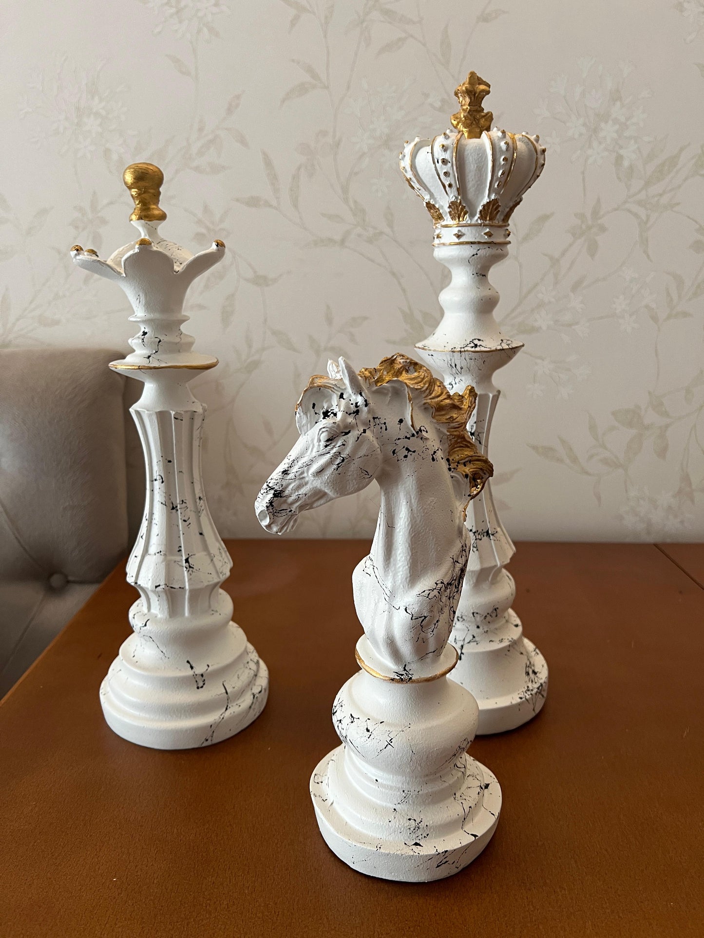Chess Statues Set of 3, Chess Art Sculptures, Decorative Chess Statues, Chess Sculpture, Chess Lover Gift Set, Chess Decor, Chess Statue, Chess Decor, Chess Objects