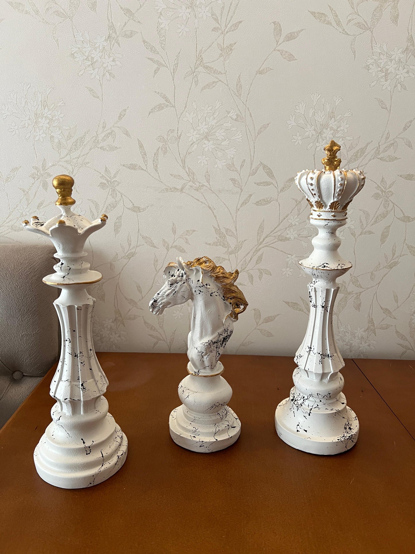 Chess Statues Set of 3, Chess Art Sculptures, Decorative Chess Statues, Chess Sculpture, Chess Lover Gift Set, Chess Decor, Chess Statue, Chess Decor, Chess Objects