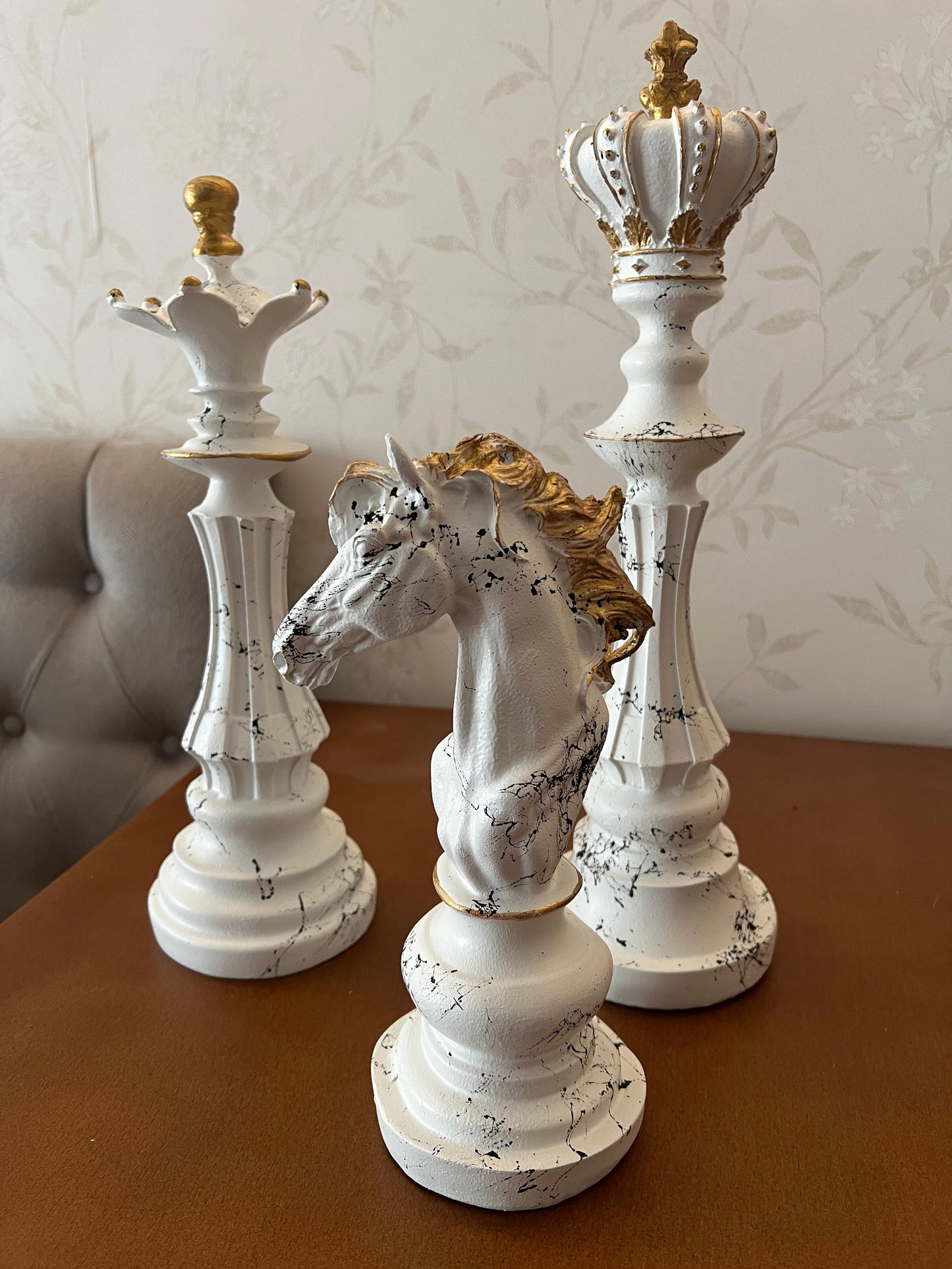 Chess Statues Set of 3, Chess Art Sculptures, Decorative Chess Statues, Chess Sculpture, Chess Lover Gift Set, Chess Decor, Chess Statue, Chess Decor, Chess Objects