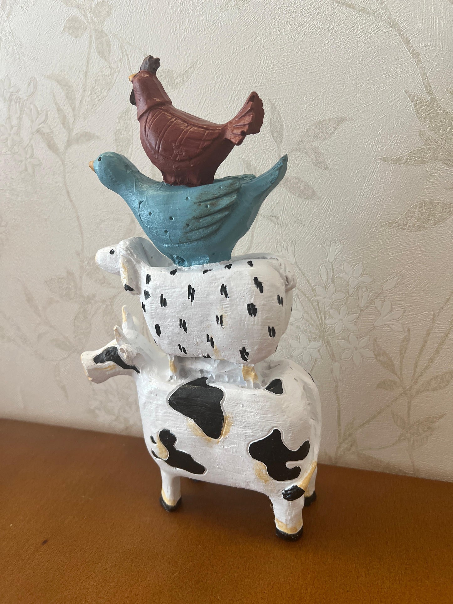 Farm Animals Stacked Statue, Colorful Stacked Farm Animal Statue, Farmhouse Style Stacked Animal Sculpture, Farm Animal Tower Figurine