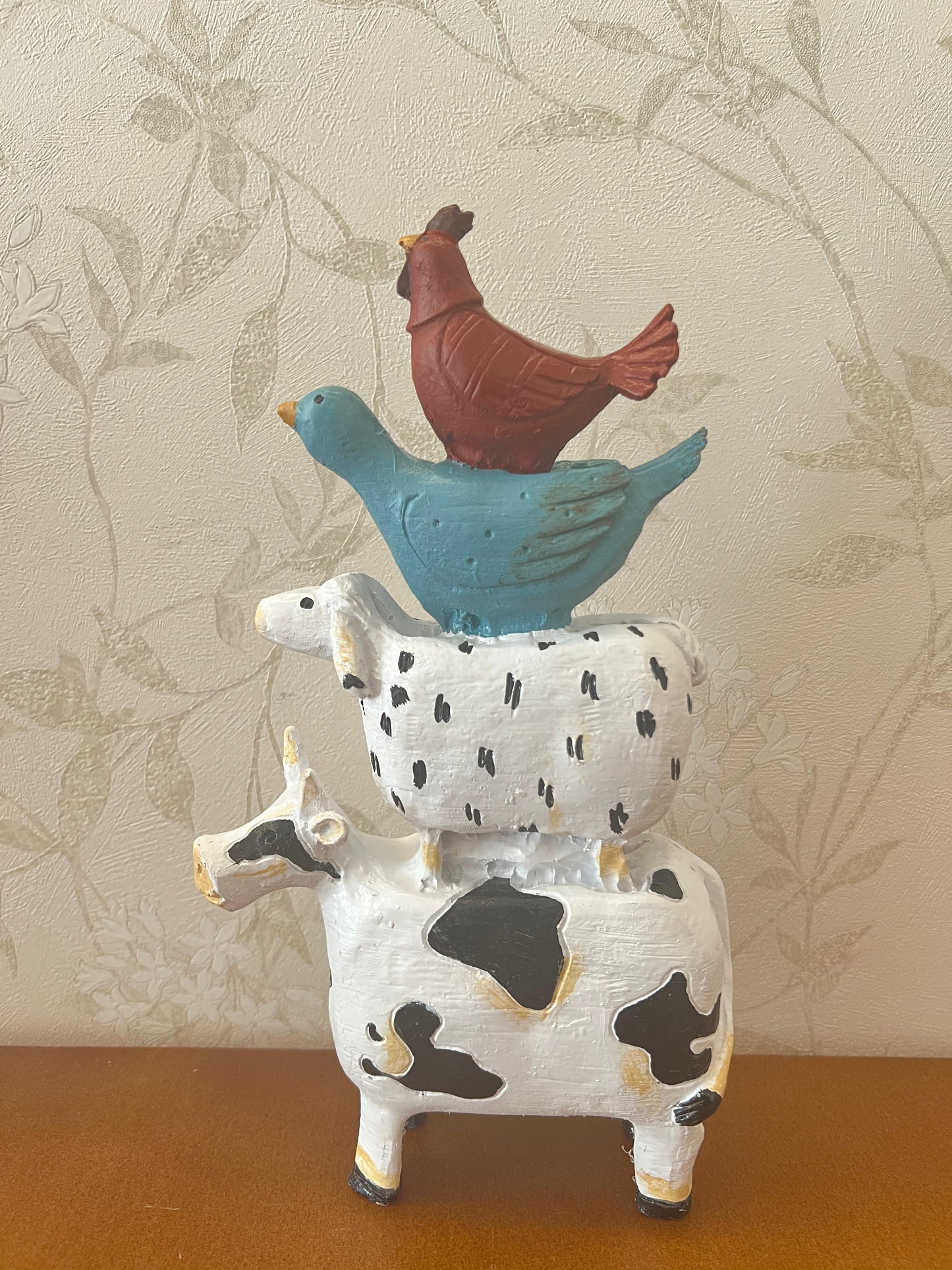 Farm Animals Stacked Statue, Colorful Stacked Farm Animal Statue, Farmhouse Style Stacked Animal Sculpture, Farm Animal Tower Figurine