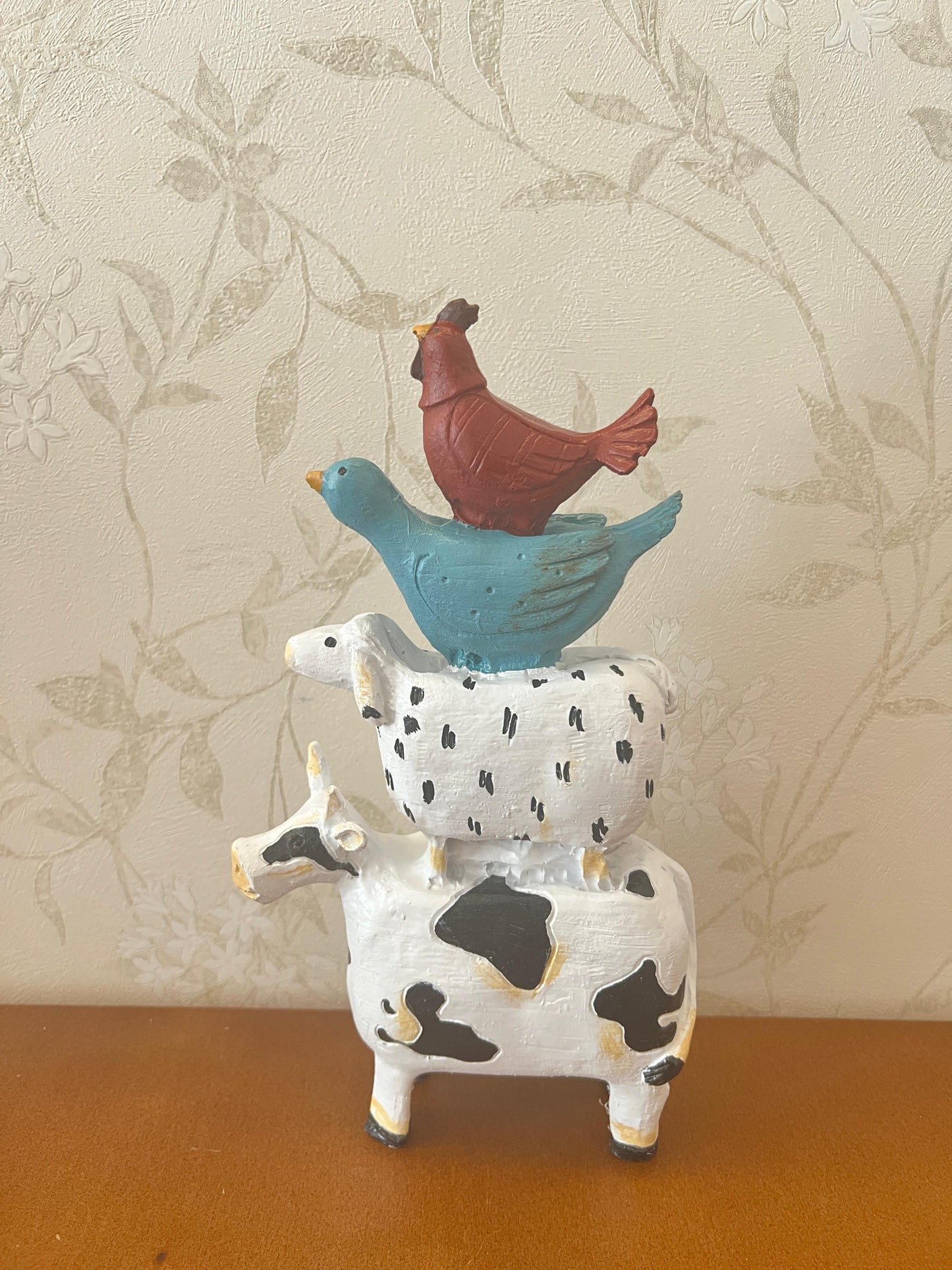 Farm Animals Stacked Statue, Colorful Stacked Farm Animal Statue, Farmhouse Style Stacked Animal Sculpture, Farm Animal Tower Figurine